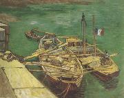 Vincent Van Gogh Quay with Men Unloading Sand Barges (nn04) oil on canvas